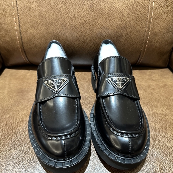 Prada Black Loafers with Chunky Sole and Penny Design - Picture 1 of 5